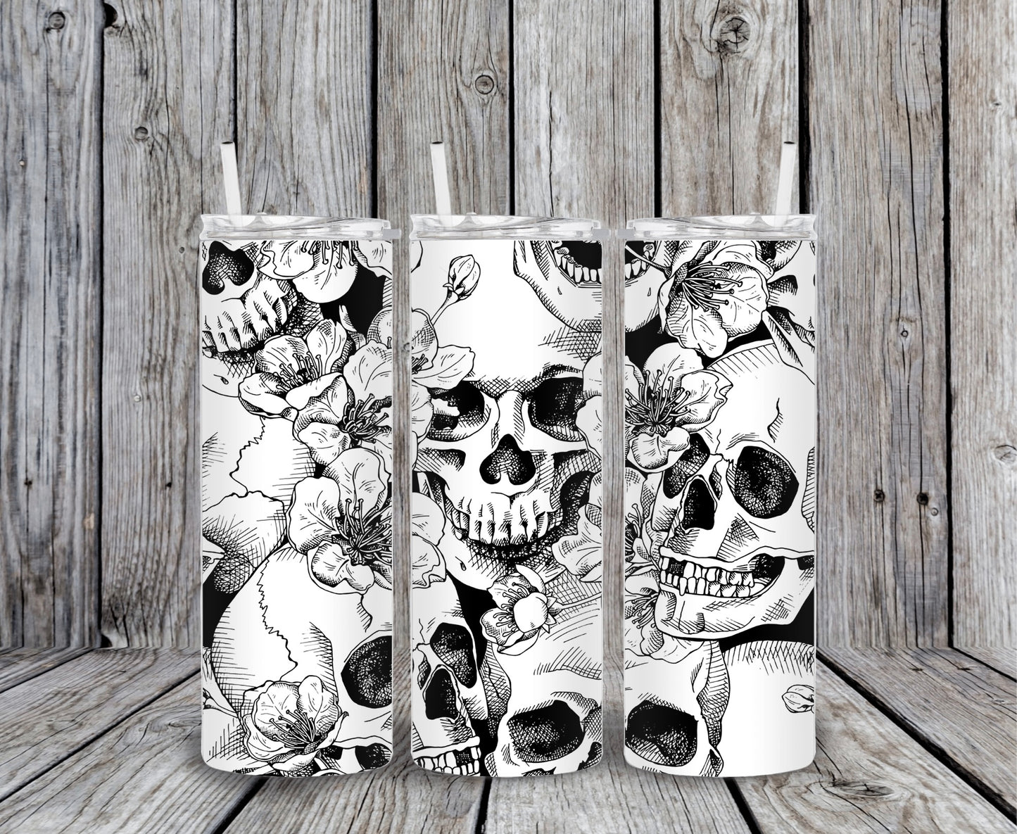 Floral Skulls Tumbler